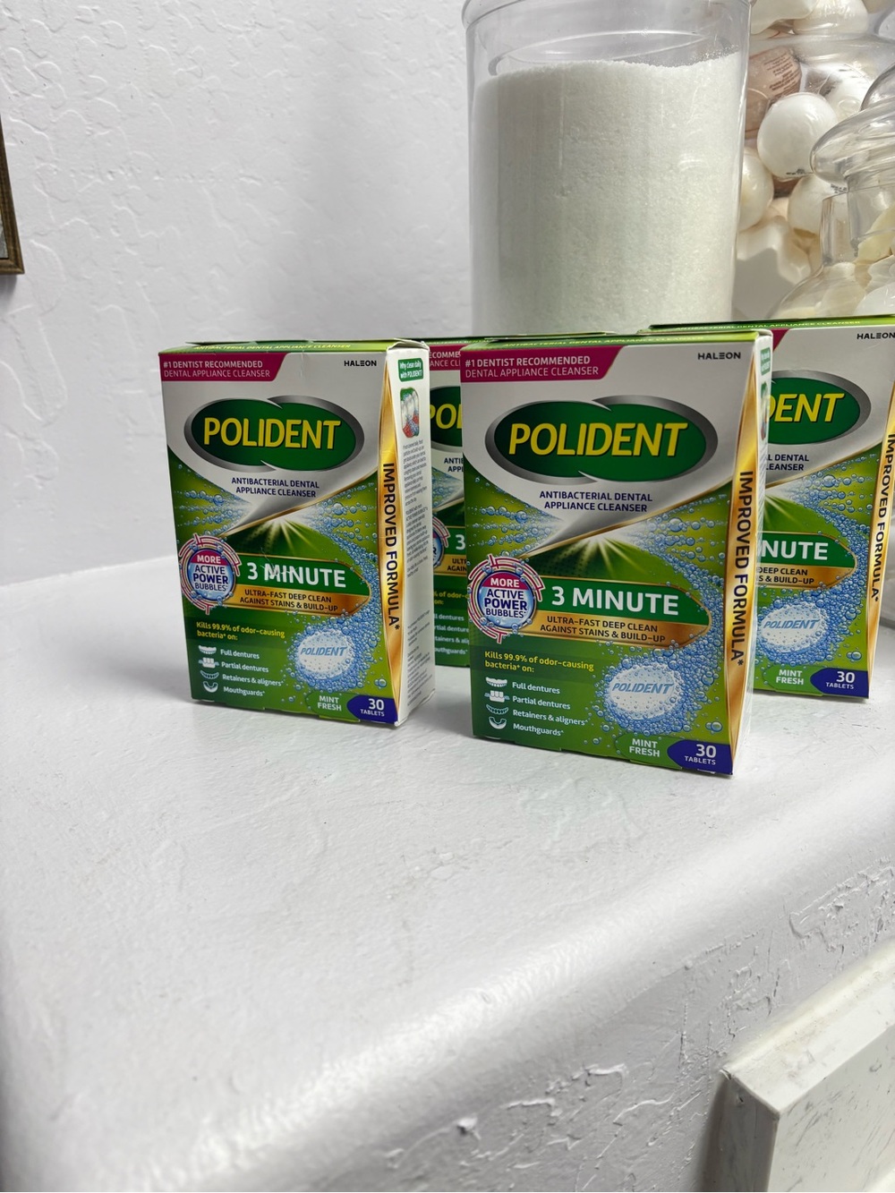 4 Polident Denture Cleaner 30 Tablets Antibacterial Sealed Ultra Fast NIP